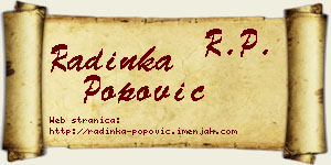 Radinka Popović vizit kartica